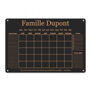 LAUBLUST Calendrier Mural en Acrylique Personnalisé - A2, A3, A4 - Noir | Planificateur Familial avec Nom et Texte - Hebdomadaire et Mensuel | Annuel Effaçable (Gipanis GmbH, neuf)