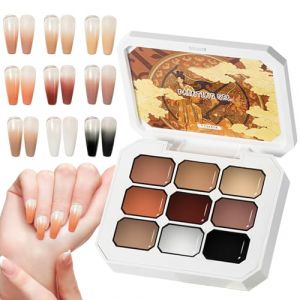 Art de Gel Solide,Palette de 9 Vernis à Ongles Crème en Set - Outil de Manucure Séchage Rapide Résistant à la Décoloration Fournitures de Beauté pour Salon Travail Voyage Maison Rendez-vous (Beizhqn, neuf)
