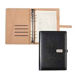 Organiseur de classeur A5 – Agenda d'affaires unisexe – Journal en cuir synthétique – Classeur à 6 anneaux – Bloc-notes rechargeable – Organiseur de voyage pour homme et femme – Noir (Zhimei Shiji Industrial Co., Limited, neuf)