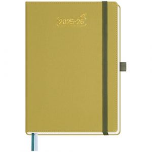 BEZEND Agenda 2025 2026 A5 21 x 15,5 cm Agenda Semainier 25 26 avec Double Horaire 1 Semaine 2 Pages | 18 Mois Du juil. 25 à déc. 26 | Couverture Rigide en Cuir PU - Moutarde (Bezend, neuf)