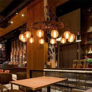 RuiRfh Grand Lustre Noir 12 lumi&egrave;res Ferme m&eacute;tal r&eacute;tro Suspension Salon Rond Fer Industriel luminaire pour Bar caf&eacute; Restaurant Hall entr&eacute;e Antique Chambre d&eacute;coration plafonnier (Size : 12 Lights) (RuiRfh-FR, neuf)