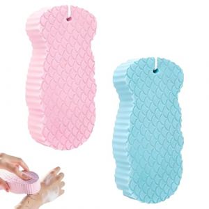 MOLZINY 2 Pi&egrave;ces &eacute;ponges de bain exfoliantes magiques super douces Eponge Exfoliante Corps Eponge De Bain Exfoliante Corps r&eacute;utilisables &agrave; r&eacute;curer pour peaux mortes pour bain et douche (gaojiegao, neuf)