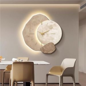 JNTFNE Horloge Suspendue Cr&eacute;ative avec Lumi&egrave;re LED, Horloge Murale Lumineuse, Simple Horloge D&eacute;corative d'art pour H&ocirc;tel pour Restauration &agrave; Domicile Beige 40 * 40cm (GAIHUITY RTYEFRA, neuf)