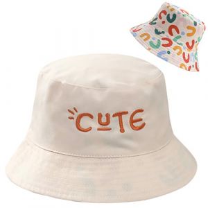 Malaxlx Mignon Lettre Beige Bob Enfant Chapeau de Soleil Chapeau de Pêcheur Bébé Chapeaux de Seau Chapeau de Plage Visière pour 4-8 Ans Fille Garçon (malaxlx uk, neuf)