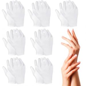 Lot de 7 paires de gants en coton blanc pour eczéma et mains sèches – Gants hydratants spa pendant la nuit – Gants de travail respirants – Gants d'inspection de bijoux doux – Gants extensibles et fins (Ningx, neuf)