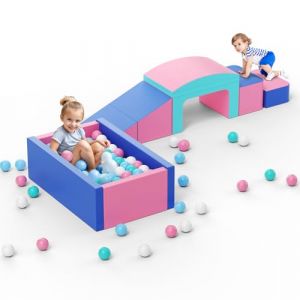 CUPCHID Blocs de Construction en Mousse pour b&eacute;b&eacute;, Blocs de Construction en Mousse g&eacute;ants pour Enfants, Jouets &eacute;ducatifs pr&eacute;scolaires pour Ramper et Grimper (Rose Bleu-6 en 1) (WARM HEART LIMITED, neuf)