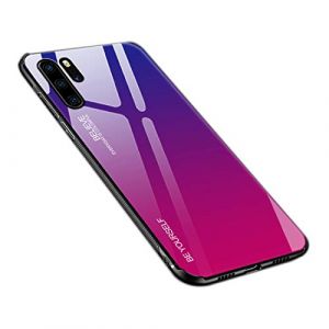 generisch Coque pour Huawei P30 Pro, Verre Tremp&eacute; Arri&egrave;re en D&eacute;grad&eacute; + Bords Couvrants Silicone TPU Souple Hybride &Eacute;tui Antichoc Anti Rayures Case pour Huawei P30 Pro (Bleu-Rose) (Dqueen-eur, neuf)
