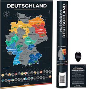 Bonanzana - Carte de l'Allemagne à Gratter - 70 x 42 cm - Poster à Gratter les Länders avec 16 Plats & Lieux | Carte Cadeau Murale Voyages | Scratch Off Map… (Shantilly FR, neuf)