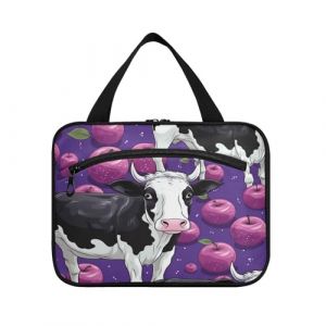 Linnyio Vache De Dessin Animé Violet Trousse de Toilette de Voyage Suspendue Maquillage,Grande Capacité Pliable Rangement Sacs de Lavage pour Femmes Filles (Linnyio, neuf)