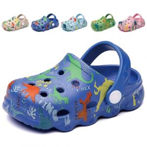 Sabots Mules Enfant Garcon Fille Pantoufles Chaussures de Jardin Dinosaur Chaussons &Eacute;t&eacute; Sandales de Plage Maison Antid&eacute;rapant Chaussons Bleu EU 27 (Taille de l'&eacute;tiquette 170mm) (bobing, neuf)