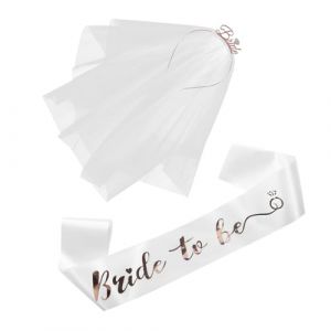 Mipcase Accessoires Future Mariée pour Enterrement de Jeune Fille Voile Satiné Écharpe et Tête Rose Doré pour Fête de Fiançailles et Shower Bridal (andy wang, neuf)