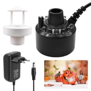 GOEDCH Nébuliseur à ultrasons : mini machine à fumée avec 12 lumières LED, brumisateur silencieux avec lumières colorées, avec protection anti-éclaboussures pour fontaine, bassin, bassin, wigwam (VENIZELOU-EC, neuf)