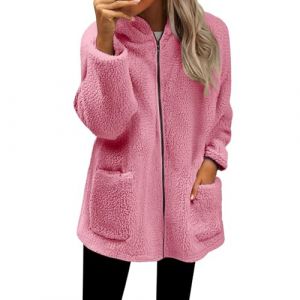 Cocila Veste Polaire Pour Femme Fermeture &eacute;Clair Int&eacute;Grale Douce L&eacute;G&egrave;Re Manches Longues Capuche Avec Poches 2025 Manteau Cintr&eacute;E Pink Xl Veste Legere Femmes Officier Femmes Longue En (CHOHJIA, neuf)