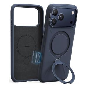 TORRAS Coque iPhone 17 Pro Max Magn&eacute;tique en Silicone avec Support, Compatible MagSafe, Support Bague 360&deg; avec Contr&ocirc;le Cam&eacute;ra, &Eacute;tui Ostand Q3 en Silicone Souple pour iPhone 17 Pro 6,9'', Bleu (TORRAS Direct, neuf)