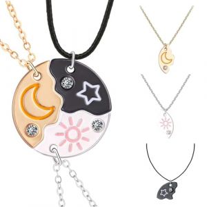 LHOEST Collier d'amiti&eacute; pour 3 Fille Femme Enfant Puzzle Collier Bff pour 3 Soleil &eacute;toiles Lune Amiti&eacute; Pendentif Cadeau Meilleure Amie Colliers BFF Bijoux Cadeau No&euml;l Freundschaftskette (LINHao, neuf)