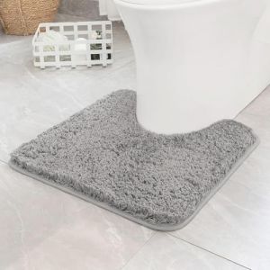 CERCTLA Tapis de Toilette Absorbant, Super &Eacute;pais et Super Absorbant, Tapis Contour WC Antid&eacute;rapant Lavable en Forme de U, en Microfibre Douce pour Salle Bain Toilette, 50 x 40 cm (Gris) (guangzhouyuxuandianziyouxiangongsi, neuf)
