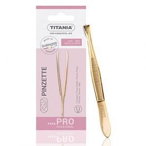 Titania Pince à épiler, Très plaqué or, droite, pack de 1 (1 x 12 g) (TITANIA Shop, neuf)