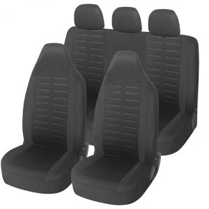 upgrade4cars Housse de Siege Voiture Appui Tête Intégré Universelle Noir Gris | Ensemble de Housses Siège Auto Universel | Couvre Sieges pour Avant et Arrière (upgrade4cars, neuf)