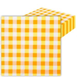 LOCCY Lot de 40 Serviette Papier, 33x33cm Serviette Papier Fleur Serviettes Papier Vichy Serviettes de Jetables Décoration de Table pour Mariages, Communions, Anniversaires, Noël (Vichy Jaune) (LOCCY CHIU, neuf)