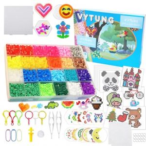 Vytung Kit Perle a Repasser 5mm,6280 Pi&egrave;ces Perles &agrave; Repasser 24 Couleurs avec Plaque,202 Papier Mod&egrave;les,Noel Fuse Beads Set DIY pour Gar&ccedil;on Filles No&euml;l Perles Anniversaire (Vytung, neuf)