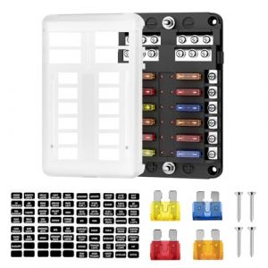 Porte-fusible de voiture 12 volts, bo&icirc;te &agrave; fusibles 12 V avec affichage LED, 30 fusibles, convient aux bateaux, v&eacute;hicules marins, SUV, camping-cars, camions et voitures (zhencai, neuf)