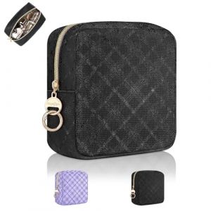 Pochette Maquillage Femme Mini Trousse de Toilette Fille en Cuir Synth&eacute;tique Sac de Voyage Rangement &agrave; Cosm&eacute;tiques Organiseur Petit Trousse Maquillage Vanity Femme Cadeau Anniverssaire Amie(Noir) (playexen, neuf)