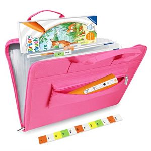 Sac pour Ravensburger Tiptoi Stylo et Livres Tiptoi, Pochette Pink pour Tiptoi Coffret Complet, Housse pour Tiptoi Mon Premier Atlas, Porte-Documents Enfant pour l'école, Trieurs à Soufflets (Annmore, neuf)
