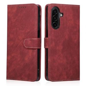 MIKULLE Coque pour Samsung Galaxy A17 5G / 4G 6.7 Pouces,Housse en Cuir Premium PU Pochette de Flip Portefeuille Case Magn&eacute;tique Antichoc Protection Etui &agrave; Rabat - Rouge (EU-MIKULLE, neuf)