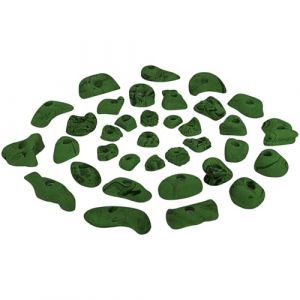 ALPIDEX 35 Prises d'escalade | Surface d'escalade 3-5 m&sup2; | Tailles L, M, S | Pierres Escalade | Set Prises Escalade | Poign&eacute;es Escalade | R&eacute;sistant Aux Intemp&eacute;ries, Couleur:Vert-mouchet&eacute; (BB Sport, neuf)