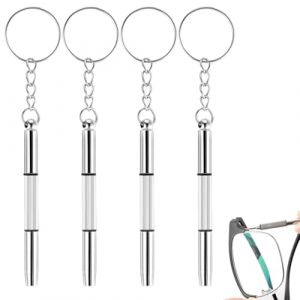 DOKRIN Accessoires pour lunettes, Lot de 4 tournevis &agrave; lunettes 3 en 1 &agrave; double t&ecirc;te, mini tournevis de poche multifonctionnel pour la r&eacute;paration de lunettes et de lunettes de soleil (IOANA BEST CLOTHES, neuf)