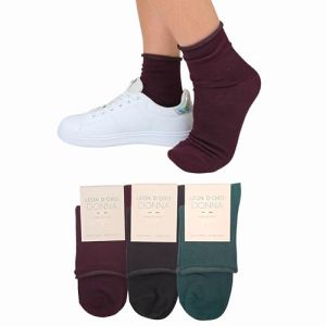 LEON D'ORO Chaussettes Femme sans &eacute;lastique, Chaussettes Femme en Coton Chaud 3/6 Paires Chaussette Courte Mode Made in Italy, Taille unique (LEON D'ORO CALZE, neuf)