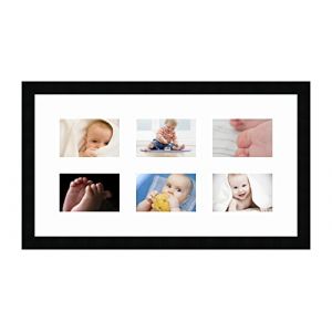 Cadres Photos p&ecirc;le m&ecirc;le multivues Super Blanc 6 Photo(s) 15x10 Passe Partout, Cadre Photo Mural 60x33 cm Noir, 3 cm de Largeur (RK Cadres, neuf)
