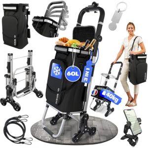 Chariot De Courses 6 Roues Imperm&eacute;able - Grand Sac Isotherme + Crochets &ndash; Caddie De Courses Pliable Trolley Pratique, Robuste &ndash; Chariot Courses Isotherme Escaliers, March&eacute;&ndash; Chariot &agrave; Roulettes Courses (JAMONPRIVE, neuf)