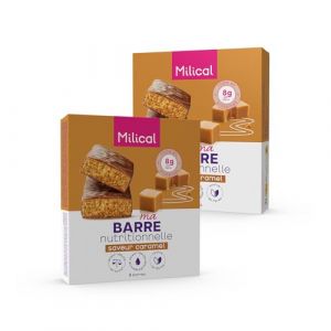 Barre Nutritionnelle | Riche en Prot&eacute;ines et Fibres | Faible en Sucres et Mati&egrave;res Grasses | Laboratoire Milical (Lot de 2, Caramel) (Ma Sant&eacute;, neuf)