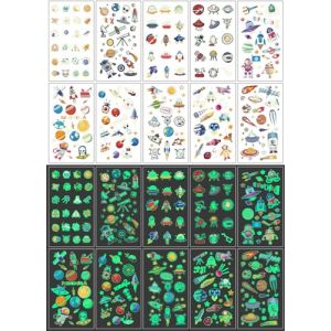 QQY 10 stickers tatouage temporaire lumineux, style mixte autocollant tatouage temporaire, tatouage lumineux, tatouage faux papillon sirène ou plus maquillage de fête (K) (EONYUANGUO, neuf)