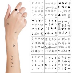 COYUN 12 Feuilles Temporaire Tatouages, Faux Tatouage, Tatouage Ephemere Autocollants, Autocollants, Faux Tatouages Noirs pour Filles, Noires Ephemere Faux Tatouages pour Adultes Hommes et Femmes (HLWA RETAILS LTD UKSTORE, neuf)