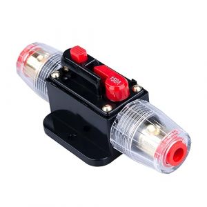 Disjoncteur de 150A Porte-fusible en ligne de 150A Bloc d'inverseur 12V-24V CC &agrave; r&eacute;armement manuel pour la protection du syst&egrave;me audio solaire pour voiture automobile marine bateau et syst&egrave;me solaire (Keple, neuf)