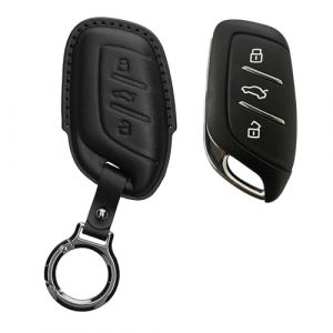 kwmobile Accessoire Clef de Voiture Compatible avec MG 3-Touches ZS MG4 MG5 MG6 Coque - Coque cl&eacute; de Voiture en Cuir v&eacute;ritable avec Porte-cl&eacute;s - Noir (SX-Commerce, neuf)