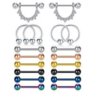 incaton 14G Piercing T&eacute;ton Mamelon en Acier Chirurgical Anneaux de Langue T&eacute;ton Mamelon Bijoux de Piercing Femme Homme (Ace Body Jewelry, neuf)