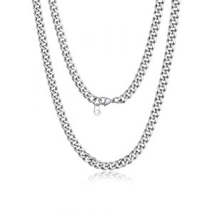 Suplight Grande Cha&icirc;ne pour Homme Acier Inoxydable 76 cm Men Chain Necklce Maille Gourmette Miami 6MM Bijou Hip Hop Gar&ccedil;on Rapper Style (Suplight Jewellery, neuf)