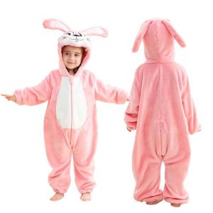 COOKY.D Grenouillère Bébé en Flanelle Imprimé Animaux Cartoon Nouveau-né Garçons Filles Pyjama Confortable Combinaison Loose,Lapin 6-12 Mois (MICHLEY INTERNATIONAL, neuf)