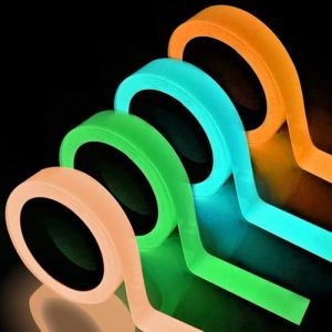 BSITSSS 4 x Bande Fluorescente Autocollante, 5 m x 1 cm Scotch Fluorescent, Lmperm&eacute;able Ruban Fluorescent Adhesif, Amovible Ruban Autocollant Fluorescent, Ruban Adh&eacute;sif Lumineux pour Escaliers, Murs (BSITSSS, neuf)