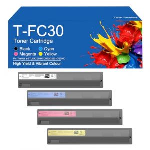 Cartouche de Toner T-FC30 Compatible pour imprimante Toshiba e-Studio 2050C 2051C 2550C 2551C, Nombre de Pages d'impression élevé 7000 Pages,TFC30-1 Set (JinRuiQiPeiYouXianGongSi, neuf)