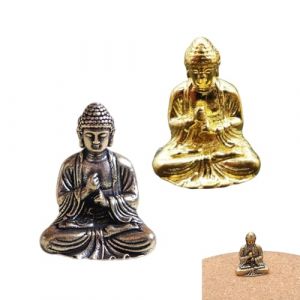 FIMWOLZ Mini Portable Vintage en Laiton Bouddha Statue Poche Assis Bouddha Figure Sculpture Bureau À La Maison Bureau Décoratif Ornement Jouet Cadeau,Black(2) (congyuyang, neuf)