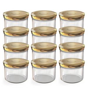 Oputec Lot de 48 bocaux de 230 ml avec couvercles &agrave; visser dor&eacute;s &ndash; Parfaits pour les confitures, les confitures et plus encore, petits bocaux avec couvercle, id&eacute;al comme mini pots &agrave; confiture et (Oputec, neuf)