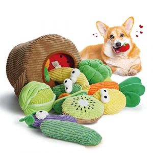 Nocciola Lot de 15 Jouets couineurs froissés pour Chiens de Petite et Moyenne Taille en Forme de Fruits et légumes avec Panier, Jouets interactifs pour Chiens à mâcher agressifs, Jouets interactifs (pacasso 2022, neuf)
