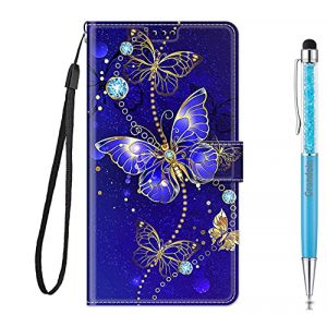 Grandoin Coque pour Samsung Galaxy J3 2017 / J330, Mode Créatif Effet Bookstyle Désign Étui de Protection Housse en PU Cuir avec Portefeuille Fermeture Magnétique Fentes pour Cartes (Papillon 2) (Grandoin FR Store, neuf)