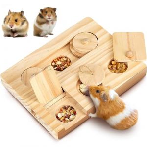 Csirnto Jouet pour hamster, cochon d'Inde, 6 en 1, accessoire de hamster en bois, accessoire pour cochon d'Inde pour hamsters, chinchillas, lapins, hamsters nains (Csirnto, neuf)