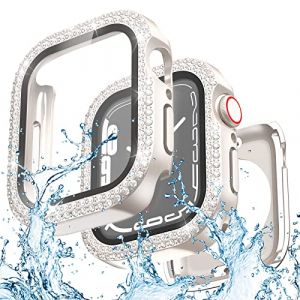 Yolovie Coque &eacute;tanche 2 en 1 compatible avec Apple Watch 40 mm, protecteur d'&eacute;cran SE3/SE2/SE Series 6/5/4, coque antichoc en strass &agrave; paillettes pour femme pour accessoires iWatch, lumi&egrave;re &eacute;toil&eacute;e (Yolovie EU, neuf)
