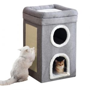 Niche pliable pour chat - Grotte pour chat - Lit pour chat d'int&eacute;rieur - 3 couches - Niche pour chat - Niche pour chat de petite et moyenne taille - Gris (Coolplay., neuf)